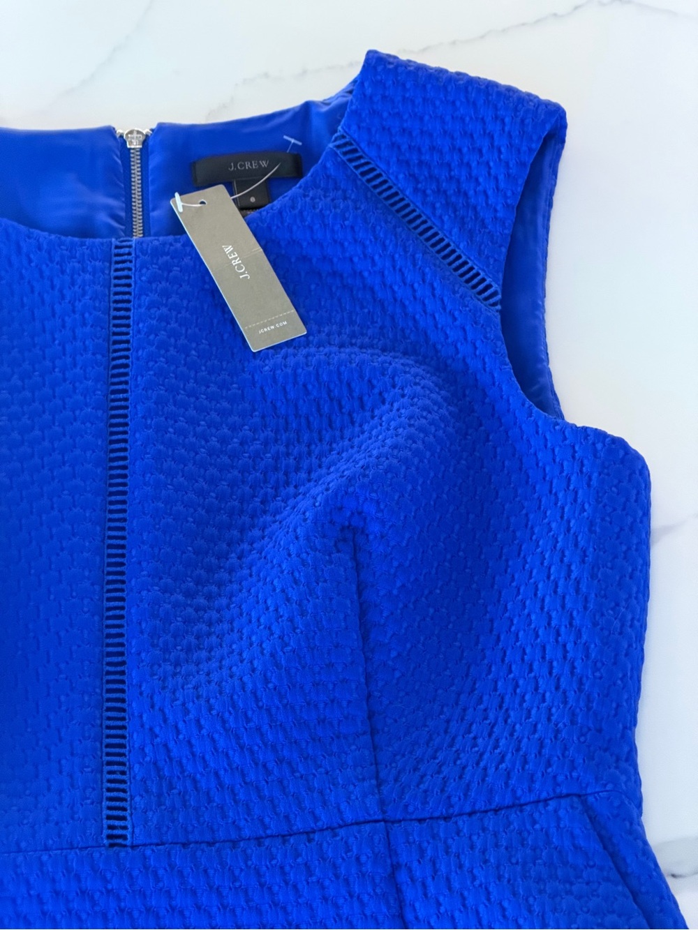 J. Crew Cobalt Blue Textured Sleeveless Dress size 8 NWT